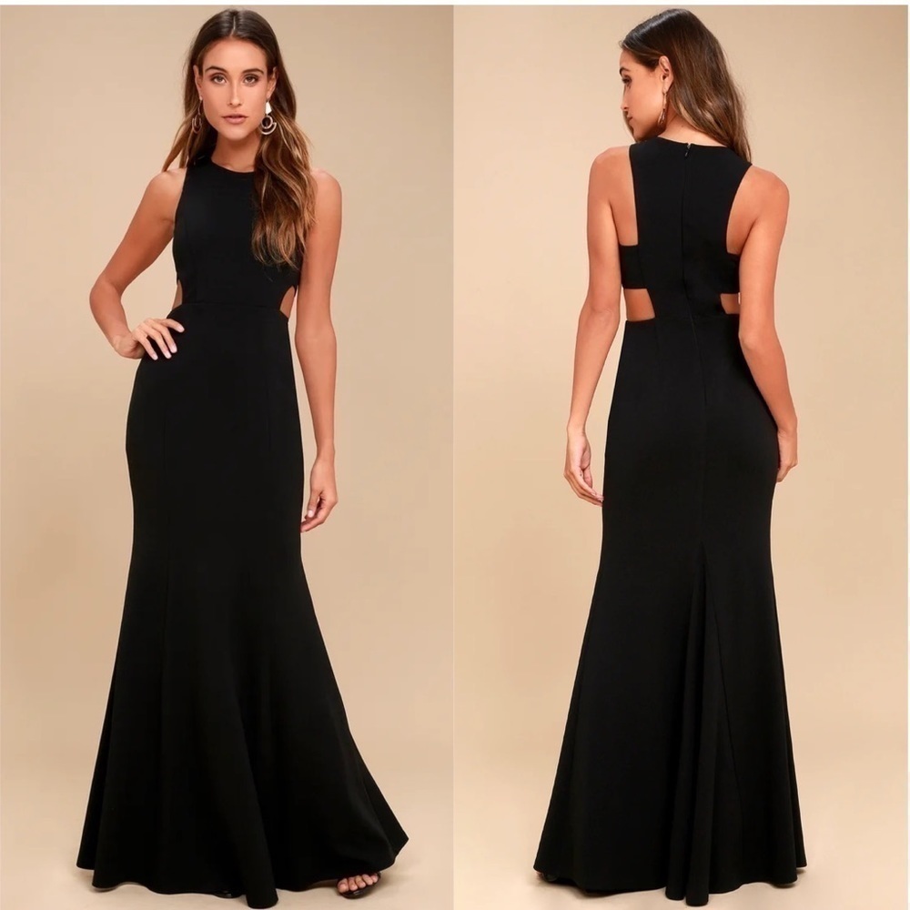 LULU’S Loving Embrace Black Cutout Maxi Dress